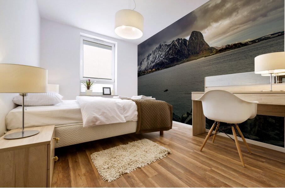 Lofoten  Coastal Road in Winter Mural print