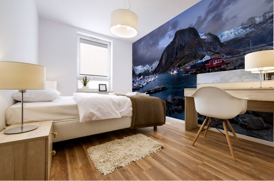 Lofoten Winter Hamnoya  Harbor Mural print