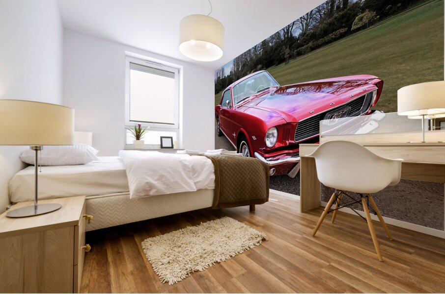 Stunning 1966 Metallic Red Mustang Mural print