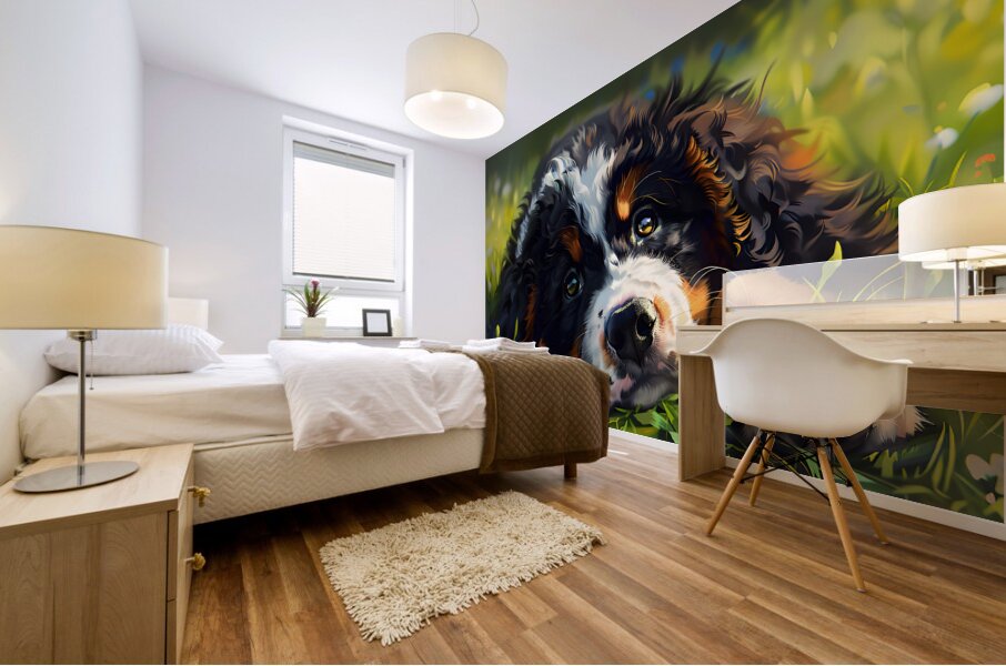 Puppy Paintings by Museblot 2 Mural print