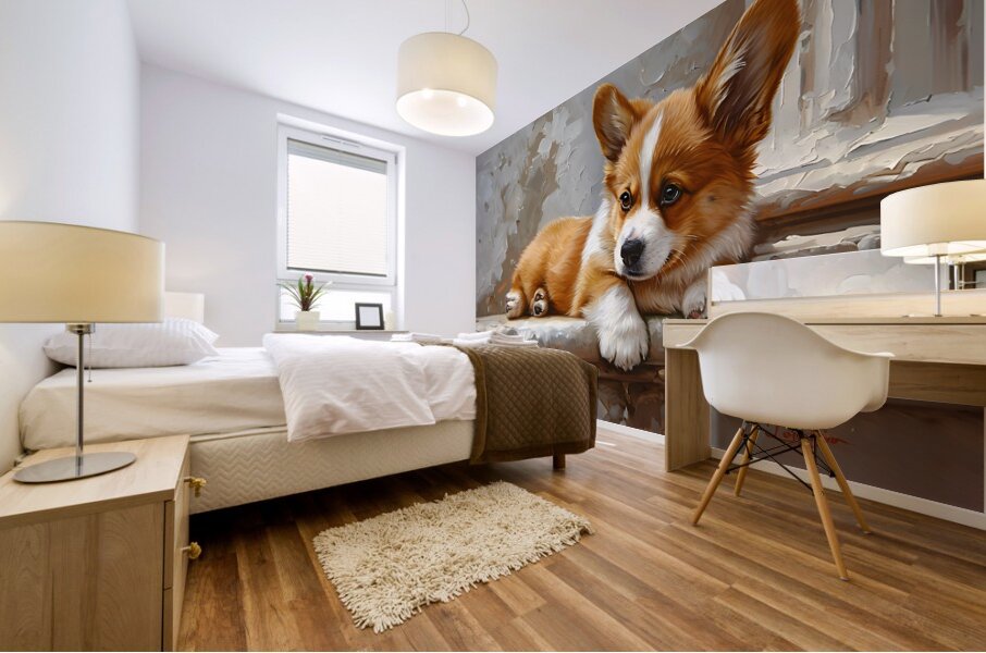 Puppy Paintings by Museblot 18 Mural print