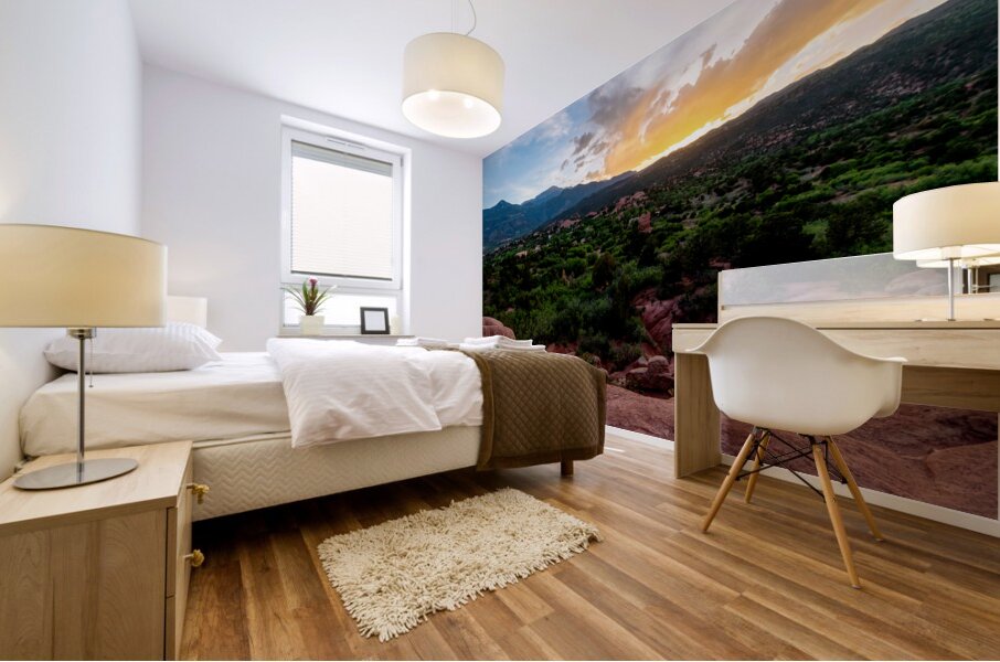 Golden Sunset By Pikes Peak Mural print