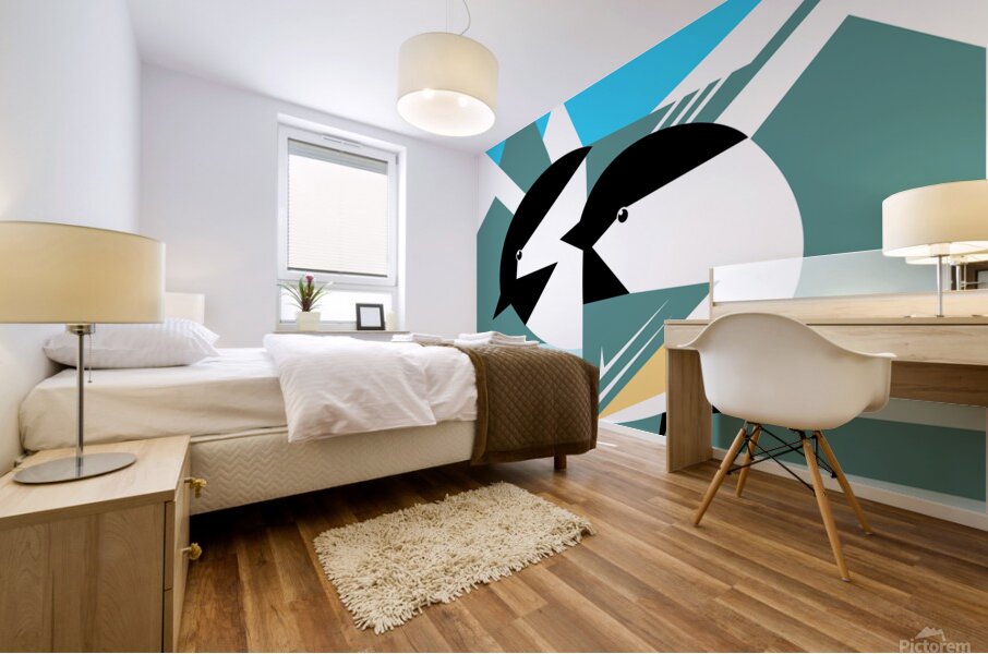 Geometric Chickadee Vector Art Mural print