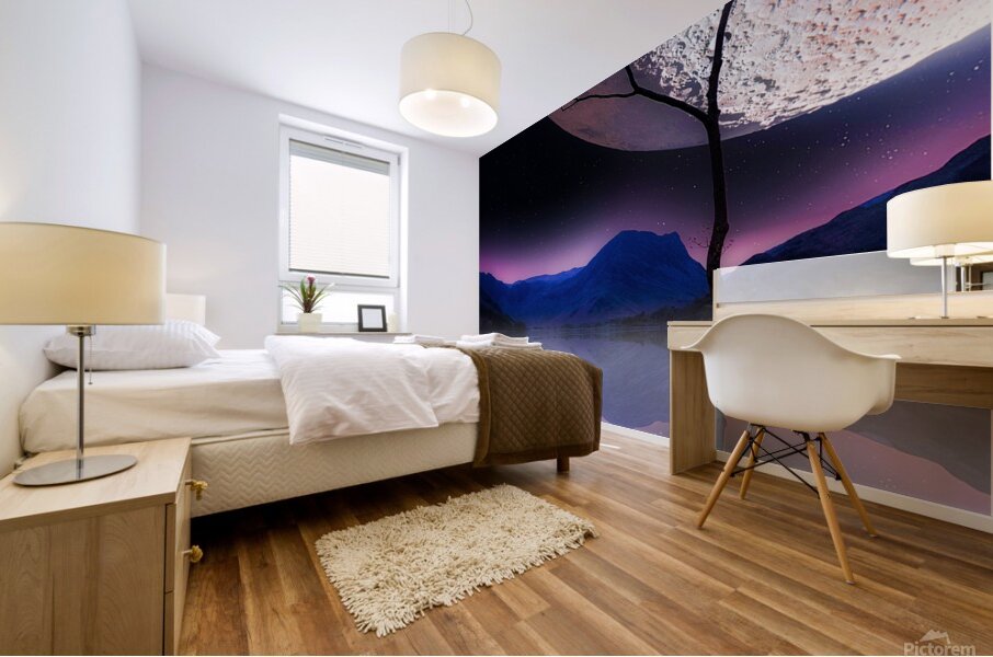 Seussian Tree Against Overhanging Sky Mural print