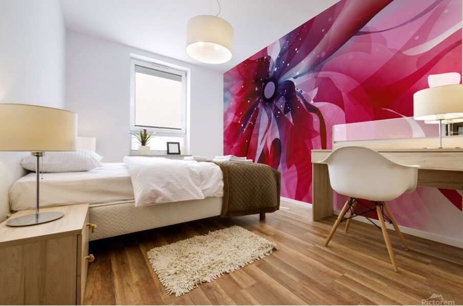 DM-Modern floral- Red 002 Mural print