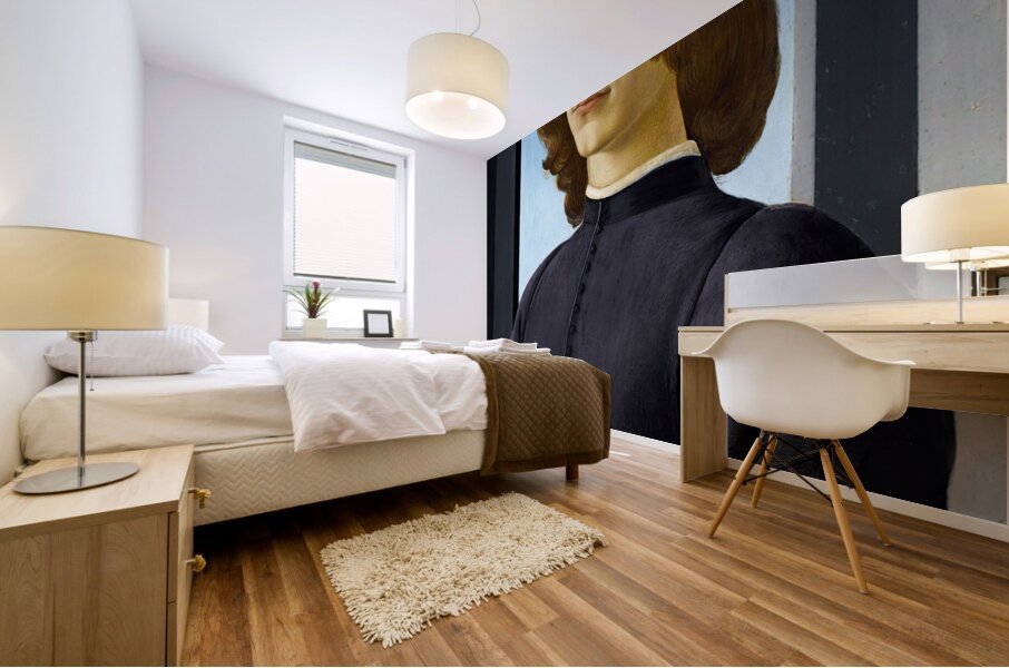  Sandro Botticelli 1445 1510  Portrait of a young man holding a roundel Mural print