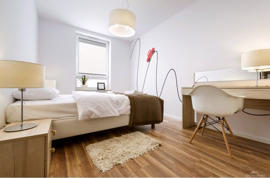 minimalist road automobile lineart comic ride Mural print