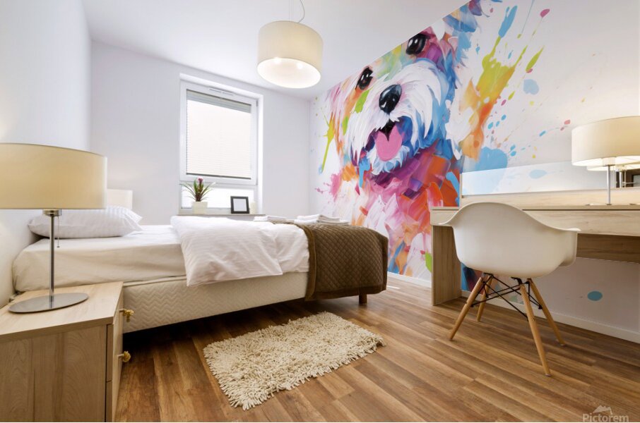 QAN 1058 – Painted Maltese Bold Colorful Happy Mural print