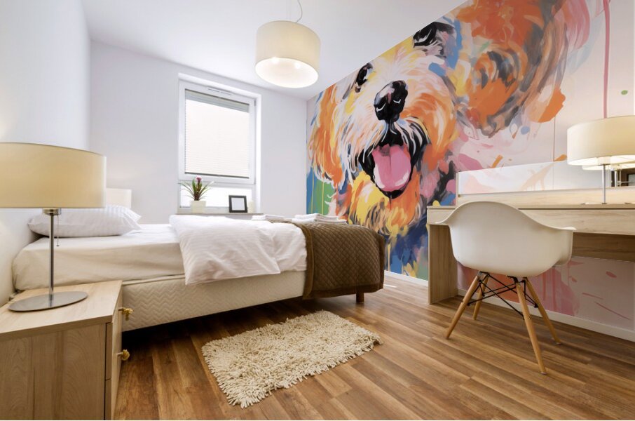 QAN 1055 – Goldie Bold Colorful Happy Puppy Mural print