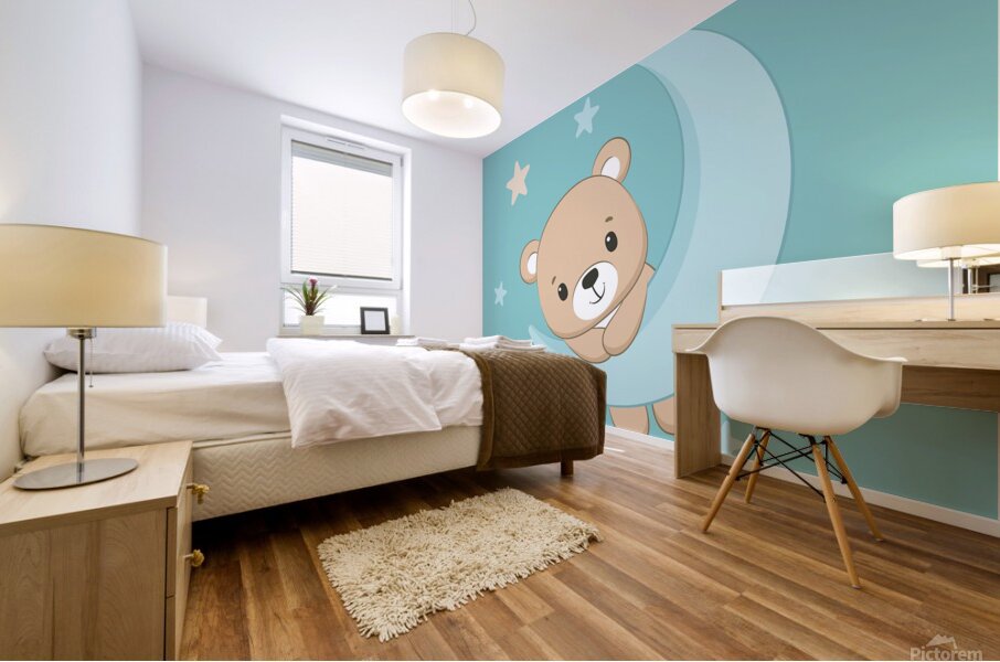 Baby Bear blue 1 Mural print