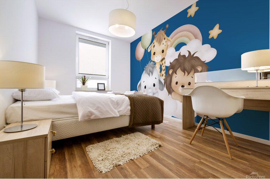 Baby animal In the sky  1 Mural print