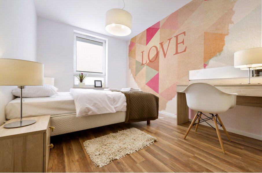 QLR 002 – triangle paper love  heart red Mural print