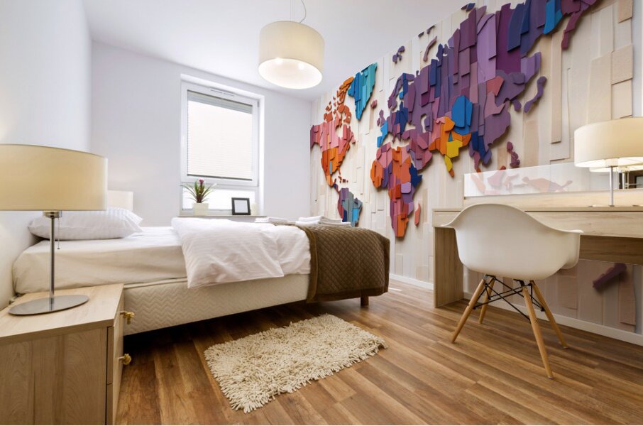 QMP 1002 – Wood Block World Continents Mural print