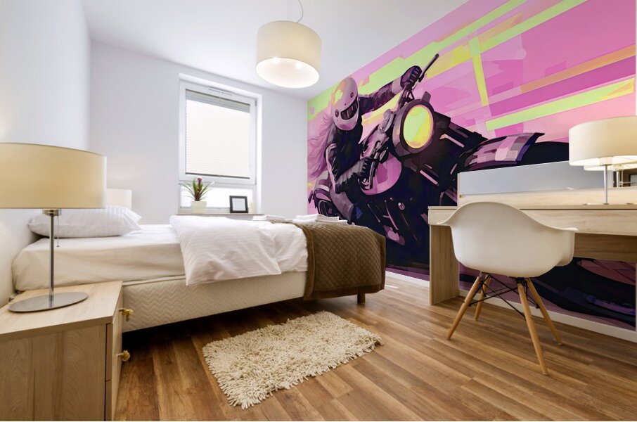 QPOP 006 – Chicks Love Bikes Pink Mural print