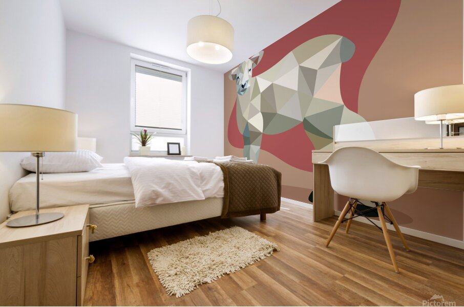 polygon sheep low poly goat abstract graphic lamb Mural print