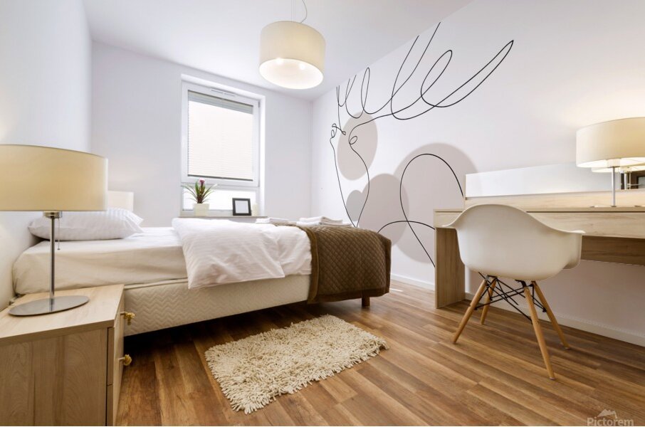 deer fallow deer boho antlers stately drawing rut Mural print