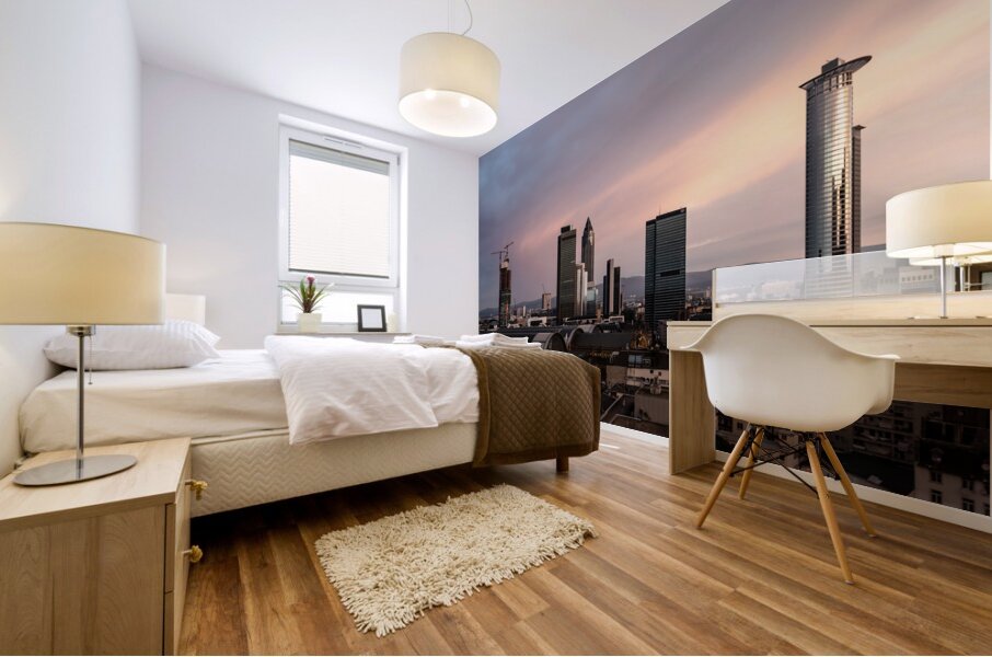 Frankfurt Skyline Skyscraper Sunset Mural print