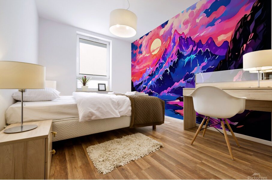 Sunlit Inferno: Majesty Above the Molten Realm Mural print