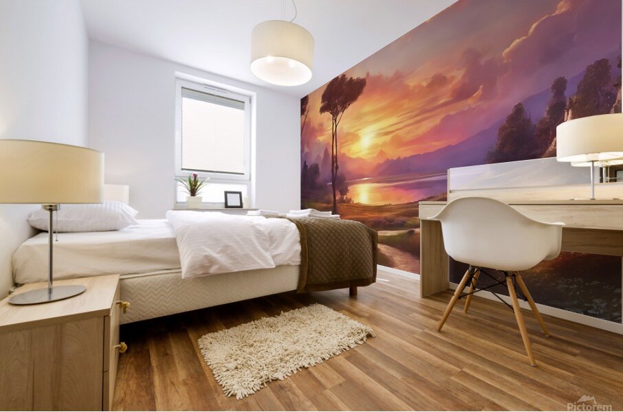 0 A natural picture at sunset with charming color Mural print