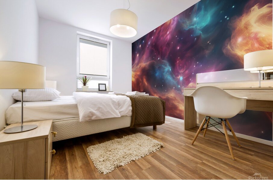 Glowing nebula of vibrant gas and celestial dust  Mural print
