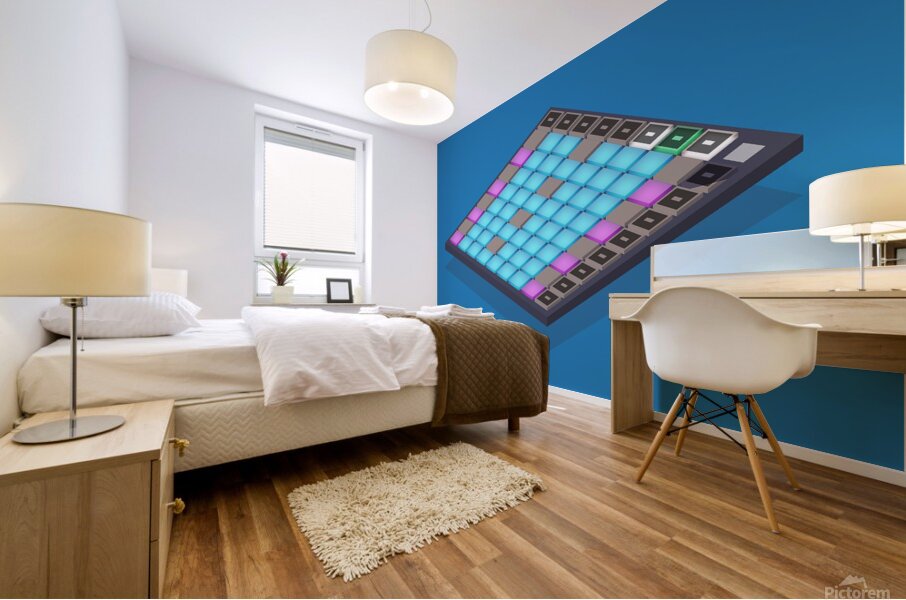 music equipment controller studio button blue key Mural print