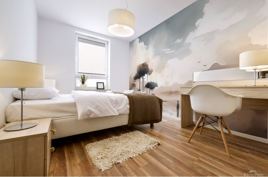 aesthetic tone watercolor minimalistic nature Mural print