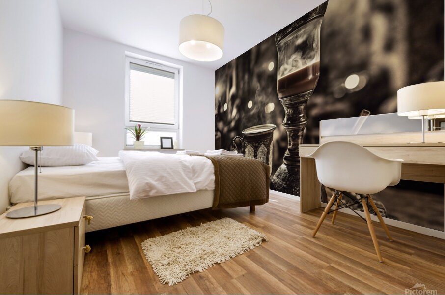 919879 hot coffee drink in old fashion glass ware Mural print