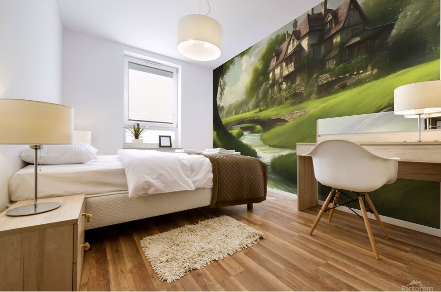 A painting of the beautiful time in the countryside Mural print