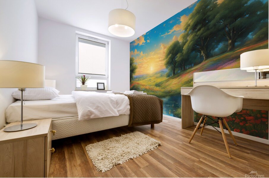 0 The vast expanse of the sky stretches above a f Mural print