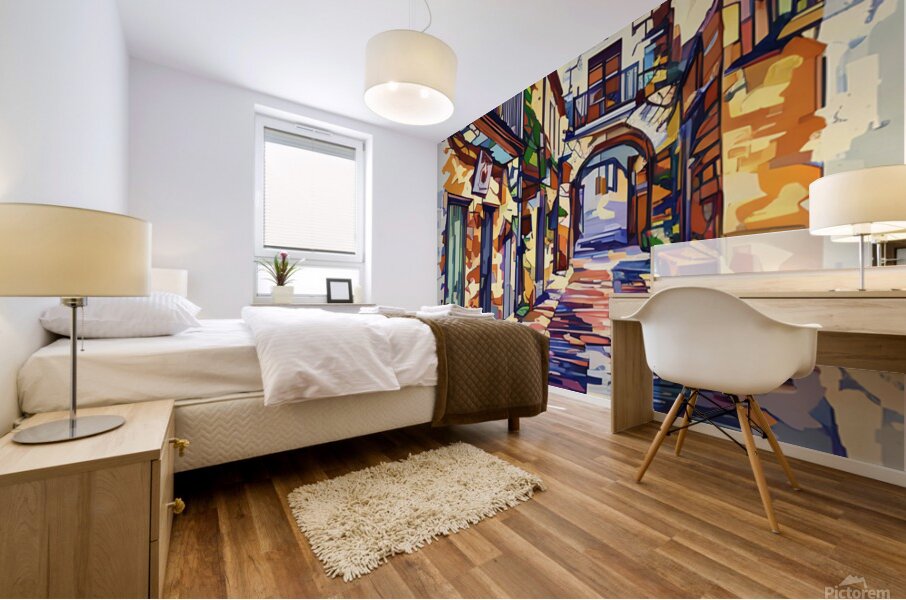 ArtXcl 041 narrow cobblestone street  Mural print