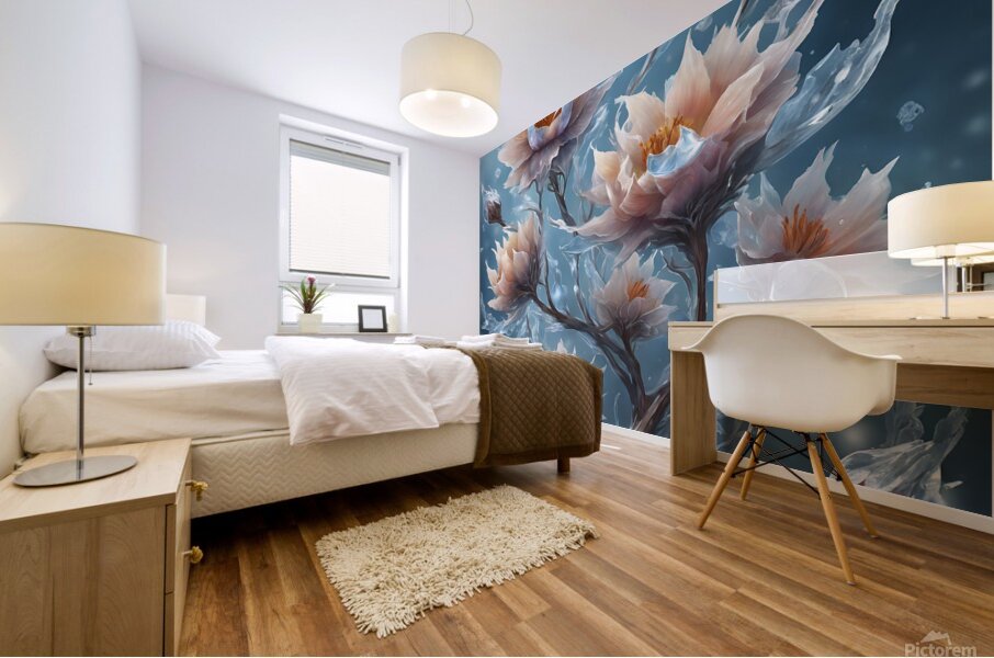 frozen rounded flowers Mural print