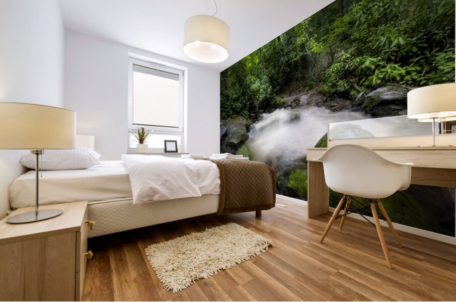 Cascade in the Mountains Mural print