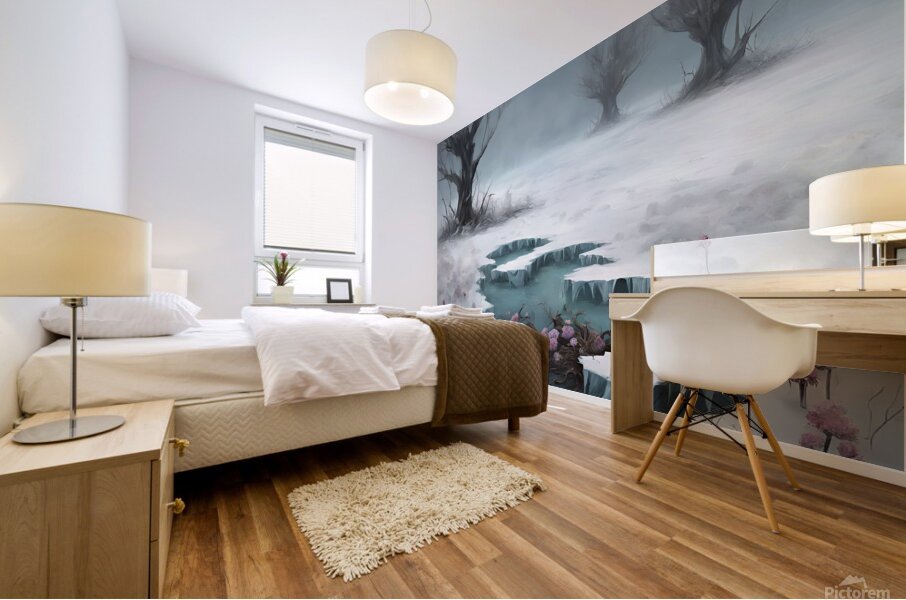 Chiaroscuro Blossoms: The Dance of Light and Shadow Mural print