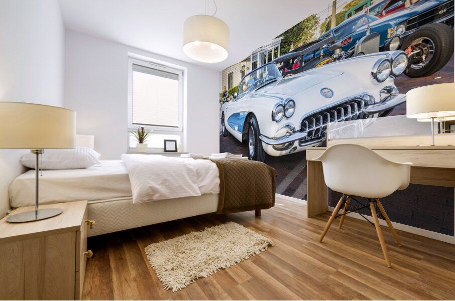 1958 White Corvette C1 X 12 Mural print