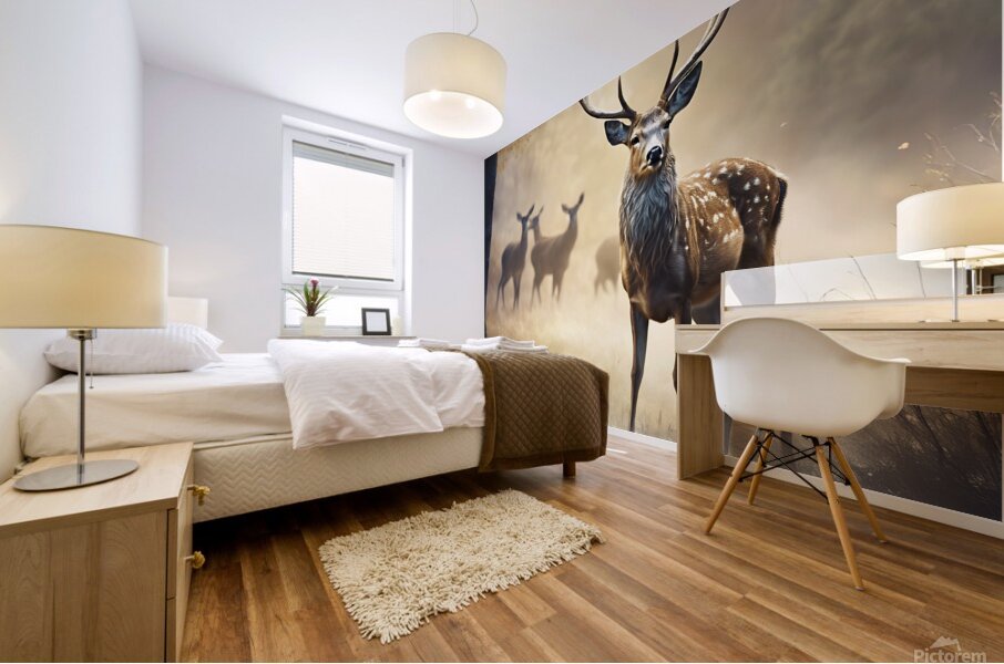 a deer. An expression of the freedom of animals and the beauty of nature. Mural print
