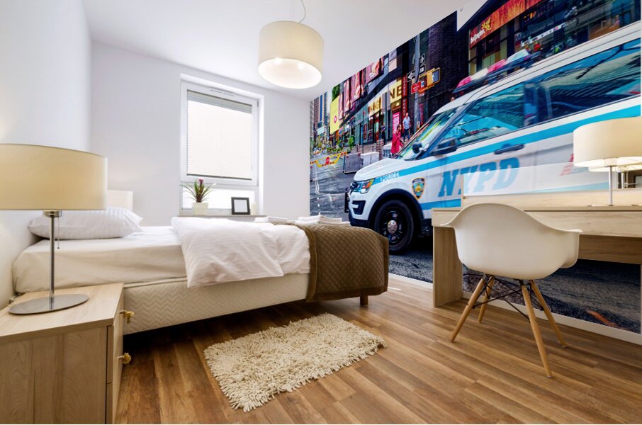 NYPD Car Crossing Times Square Mural print