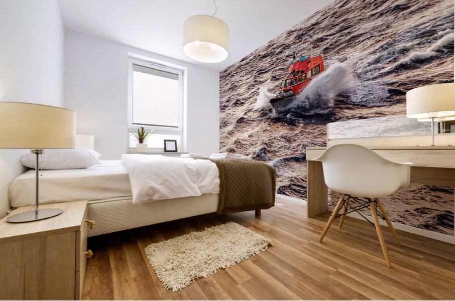 Pilot Boat with Cruise Ship Leaving Roatan Mural print