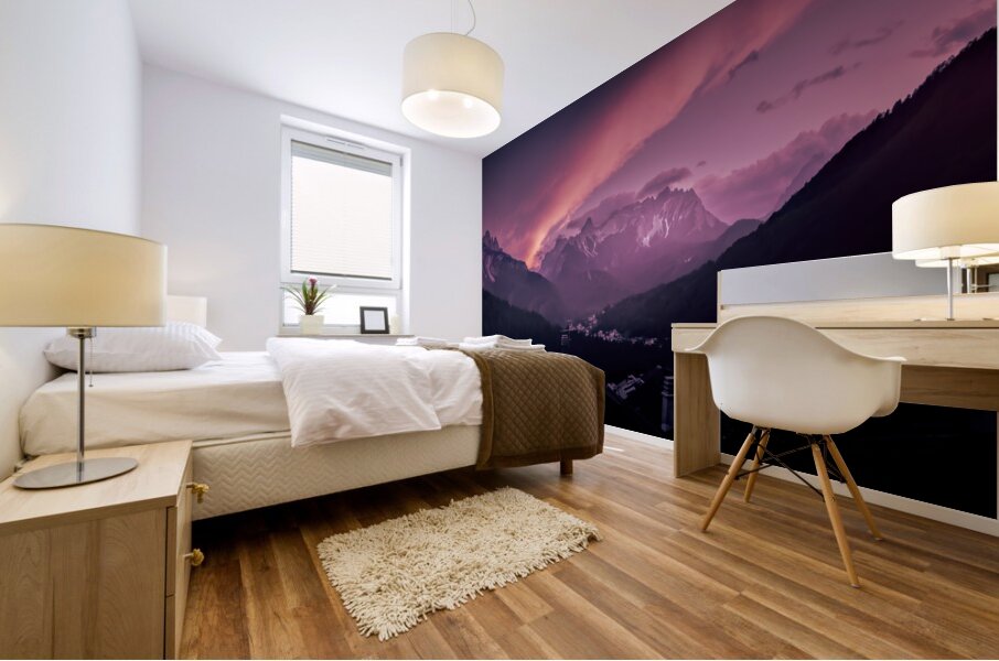 Forno di Zoldo Panorama at Sunset Mural print