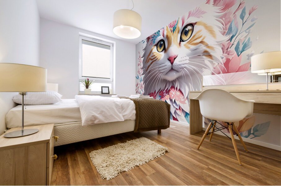 floral cat Mural print