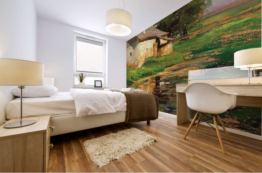 The pond behind the house Mural print