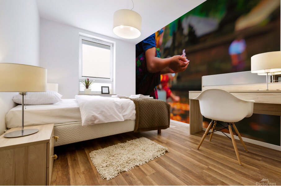 Bali Feeding Fish – Tirta Empul Temple Indonesia Mural print