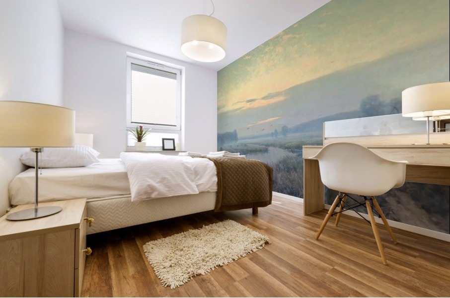 River estuary with farm labourers Mural print