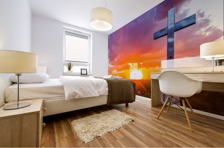 Rushville, IL Presbyterian Church Cross at Sunset II Mural print