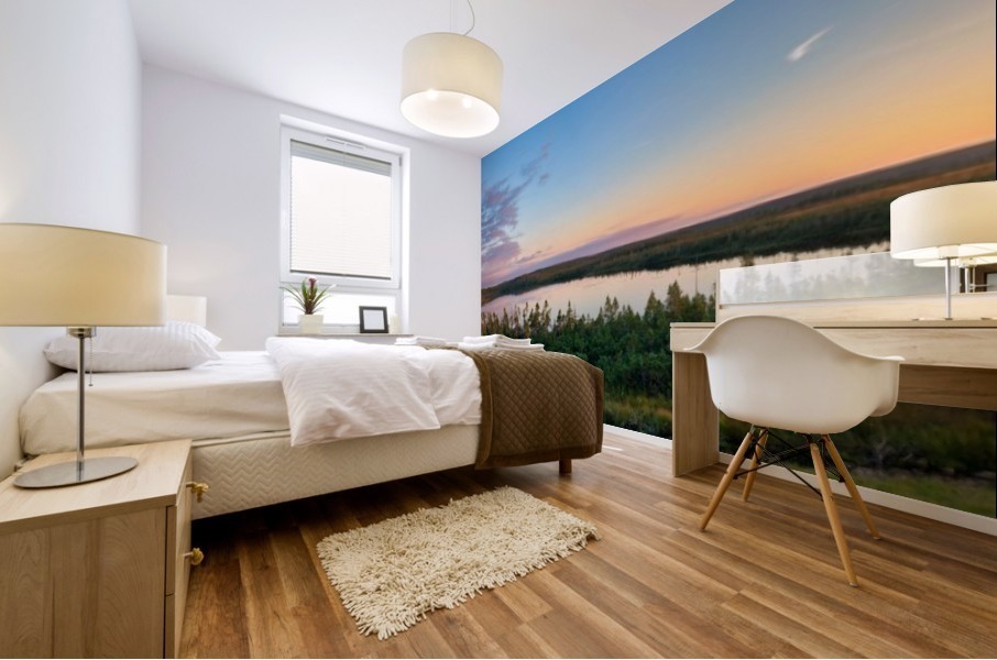 French Lake Sunset Mural print