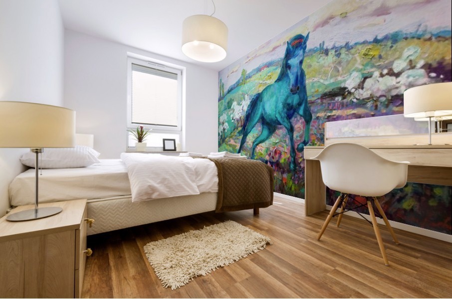 Green horse Mural print
