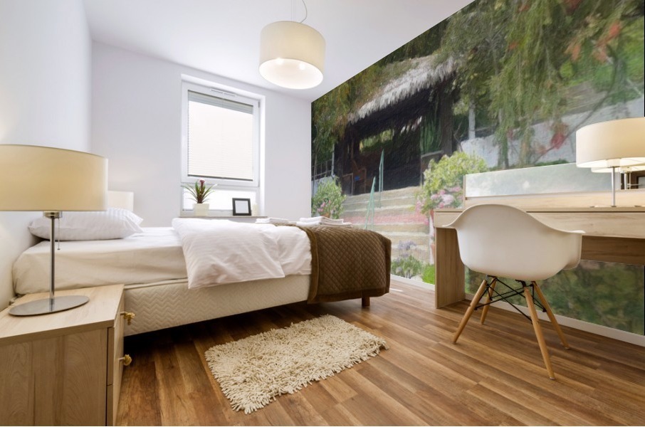 Thatch Roof Gazebo Rancho Los Alamitos Gardens Mural print