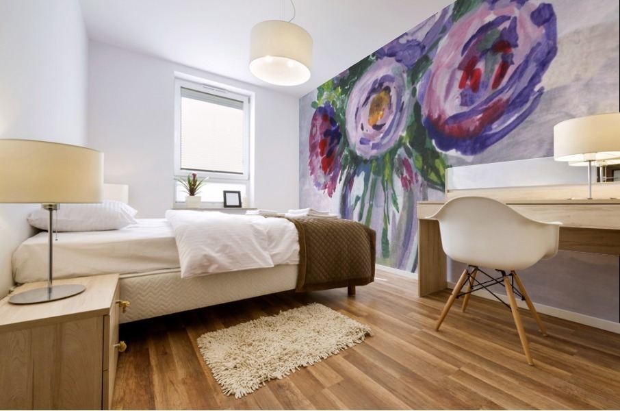 Impressionistic Flowers Purple Breeze  Mural print