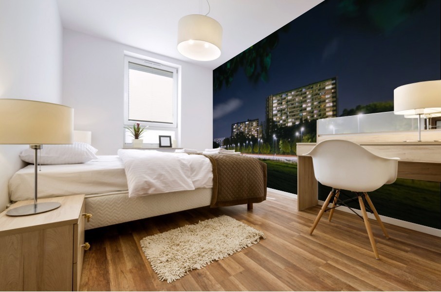 City view through the branches Mural print