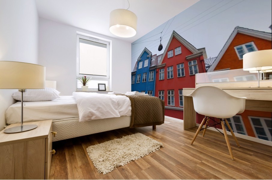 The red and blue house in Copenhagen Mural print