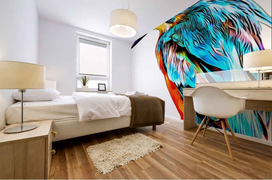 Colourful Kingfisher Illustration Mural print